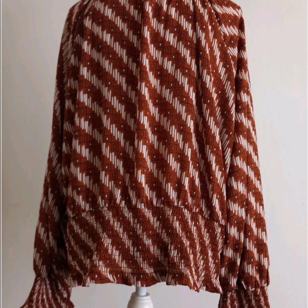 Worthington Size PS Womens Split Tie Neck Long Sleeve Blouse NWT $25 - Picture 6 of 13